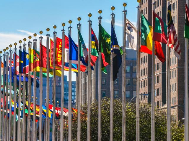 UN Front Entrance with Flags