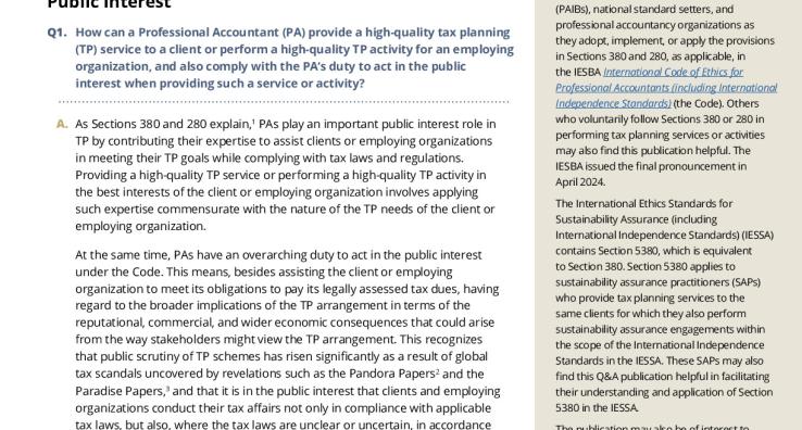 IESBA Staff Questions & Answers Tax Planning Services and Activities.pdf