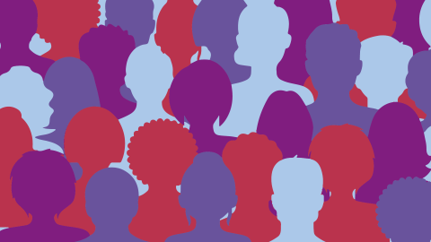 DEI Heads, Purple Red and Blue