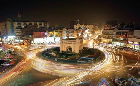 Bahadurabad Chorangi, in Karachi, Pakistan at Night